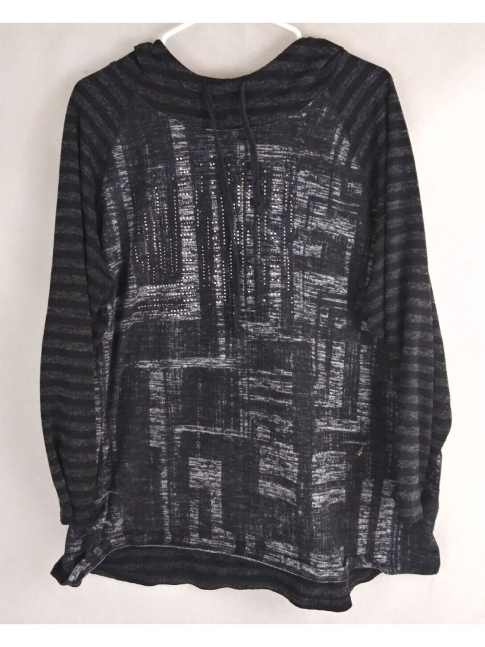 CJ Banks Women's Hooded Long Sleeve Beaded Shirt Plus Size 2X